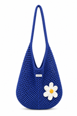 Sac crochet bleu LOUNAILS The Sunny Bag vue mer été