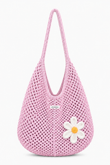 Sac crochet rose LOUNAILS The Sunny Bag plage coucher de soleil
