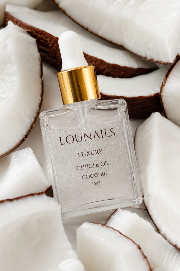 Huile cuticule Lounails à la noix de coco avec des paillettes