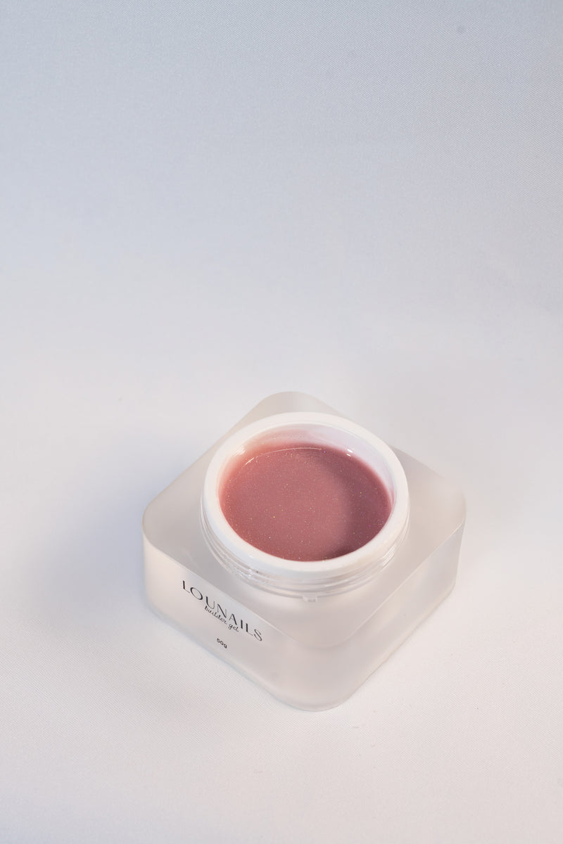 Texture du Builder Gel LOUNAILS N°30 – gel de construction auto-égalisant pailleté parfait pour technique sans limage.