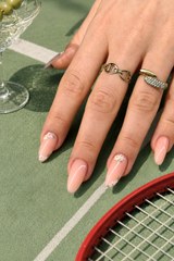 Builder gel n°11 LOUNAILS — nail art floral french contour sur ongles longs en amande