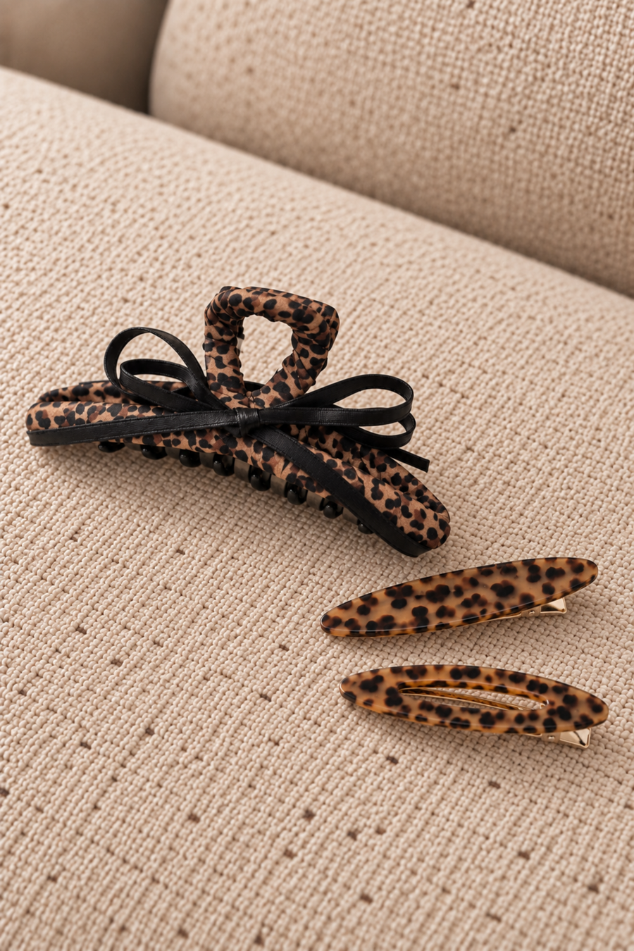 Kit Léopard Hair Collection : Pince Nœud et Barrettes à Cheveux Imprimé Léopard